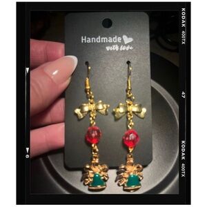Beautiful Handmade Gold and Red Earrings